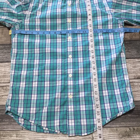 Banana Republic Soft Wash Plaid Button Shirt Men’s S Teal White 100% Cotton - Picture 2 of 9
